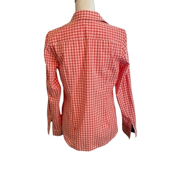 Tommy Hilfiger Coral and White Gingham Button Down Shirt Long Sleeve Classic. 12 - Picture 5 of 12